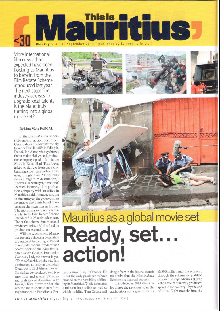 Weekly Mauritius Reports about the Film Rebate Scheme